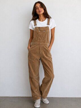 Aritzia Sunday Best Overheard Corduroy Overalls Camel Tan Size Medium